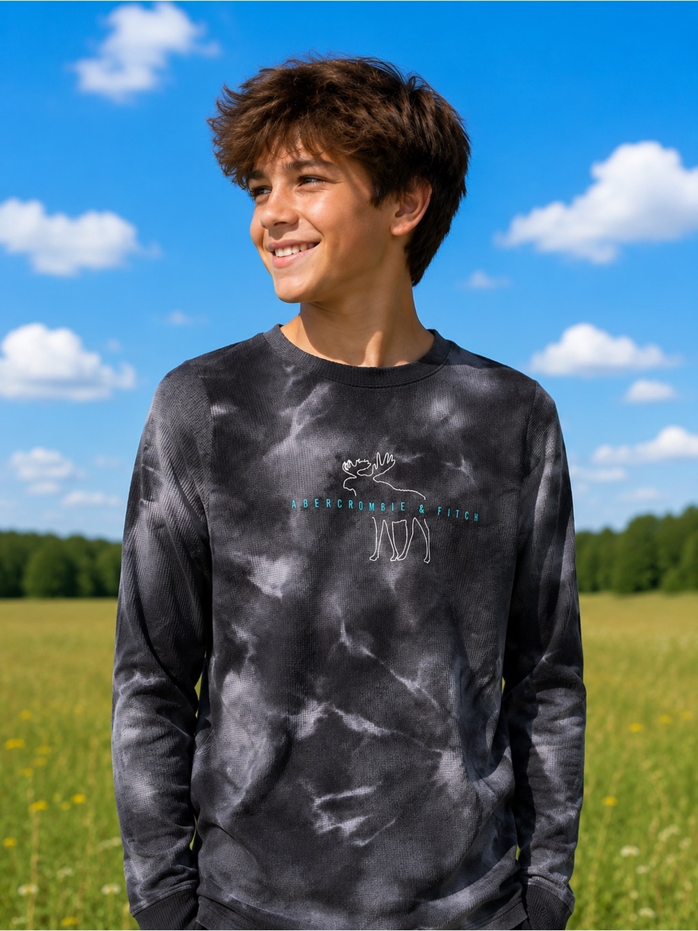 Abercrombie Kids Tie Dye Waffle Knit Shirt Boys Size 11/12